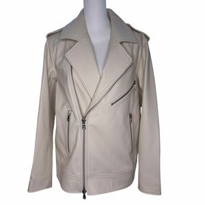 Women's Cream Leather Jacket Size 4